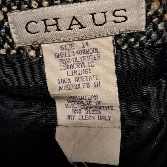 CHAUS 14 Tweed Pencil Skirt Wool Blend Black Multi Knee Length Career Office - Picture 6 of 6